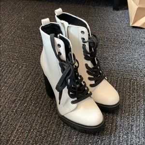 Steve Madden White Combat Boots